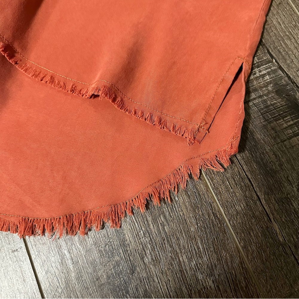 Dear John Rust Tunic Size Medium Deep V Button Do… - image 6